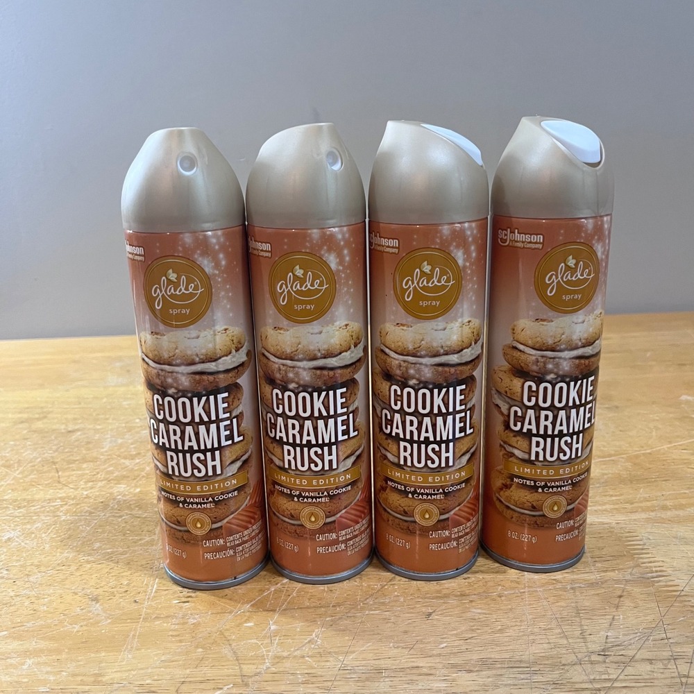 Glade Cookie Caramel Rush Air Freshener Spray 8oz Limited Edition Lot‎ of 4 New